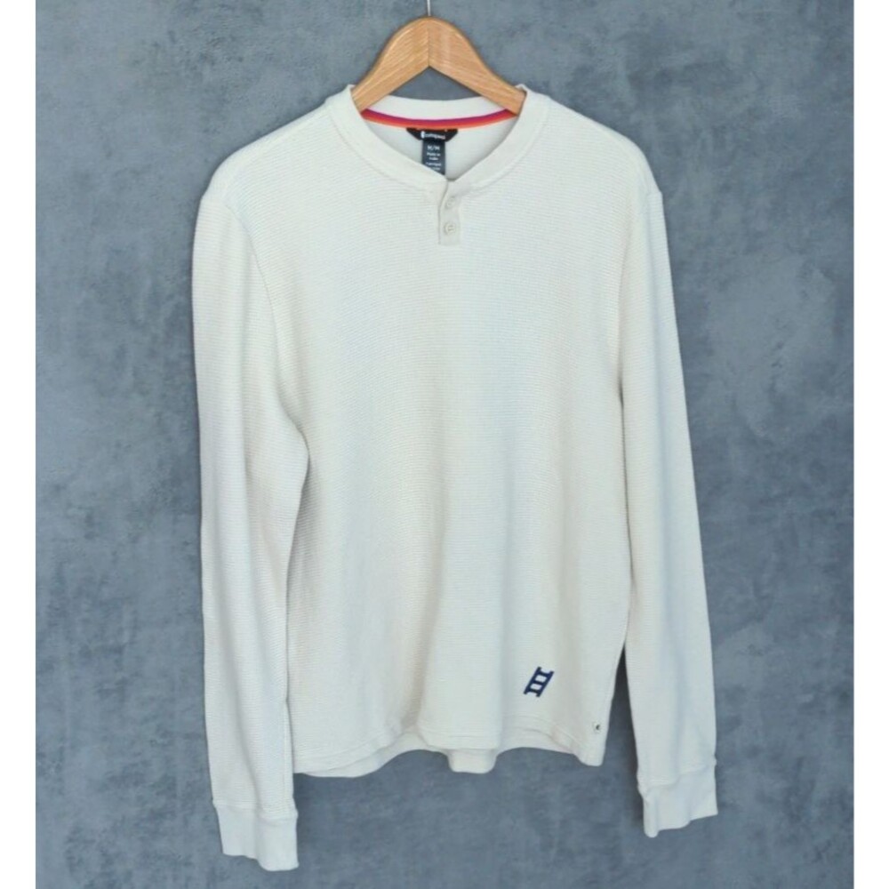 Cotopaxi Waffle Knit Henley Shirt Mens Medium Cream Thermal Long Sleeve Stretch